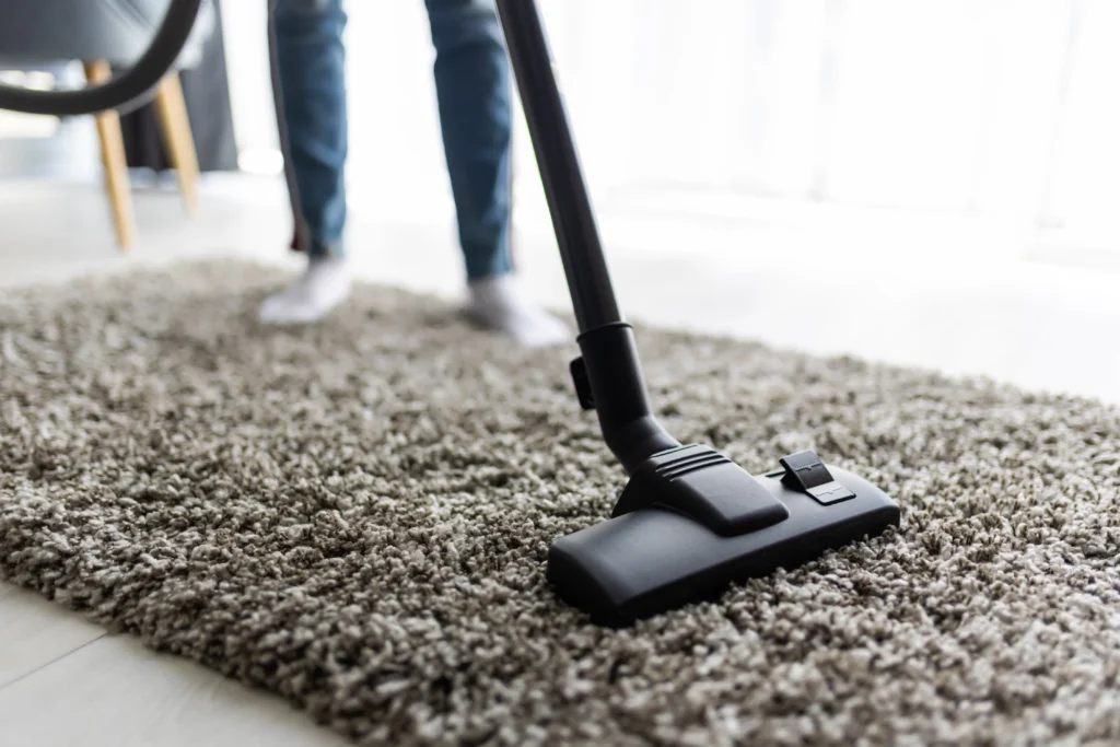 Professional technician performing carpet cleaning with advanced equipment