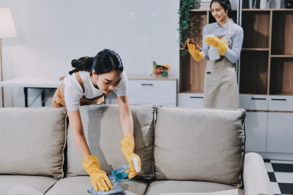 Eco-friendly fabric sofa cleaning with safe cleaning solutions
