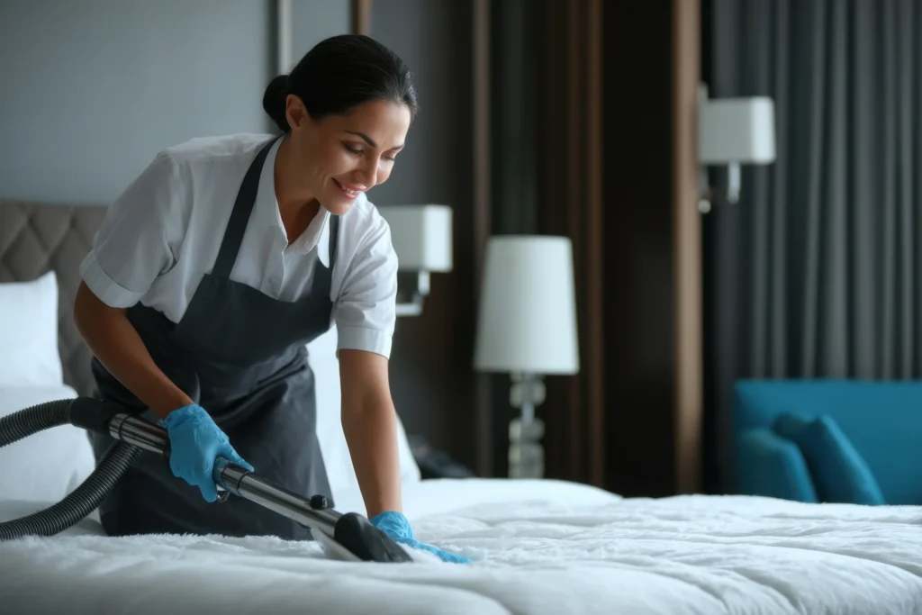 Maid service keeping bedrooms clean, fresh, and organized