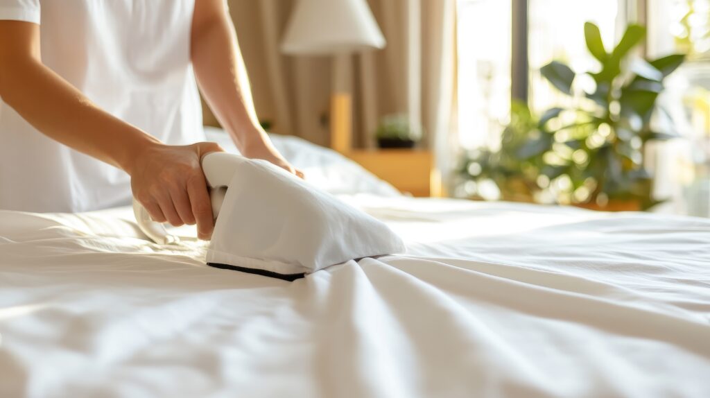 Professional mattress cleaning with deep extraction equipment