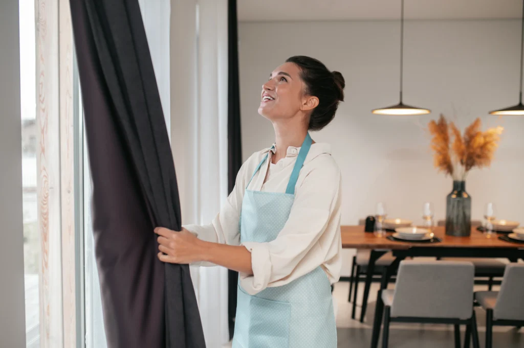 Professional curtain cleaning service removing dust, stains, and odors from curtains
