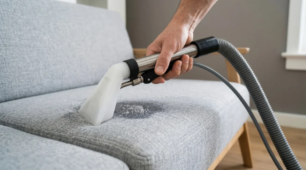 Professional sofa stain removal cleaning tough stains from fabric upholstery